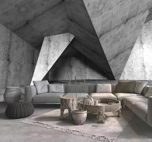 Papel pintado 3D lujo hormigón gris elegante para comedor 4