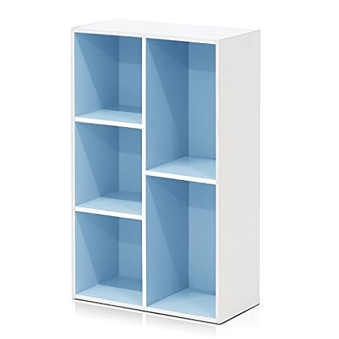 Furinno Luder 5-Cube odwracalna otwarta półka, biała/jasnoniebieska