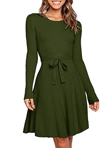ANRABESS Women's Long Sleeve Midi Dress Crewneck...