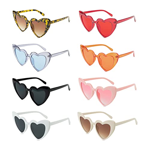 FUNUPUP 8 Paires Lunettes de Coeur Soleil pour Femmes, Lunettes de Fête Rétro pour Femme (Multicolore) Cover