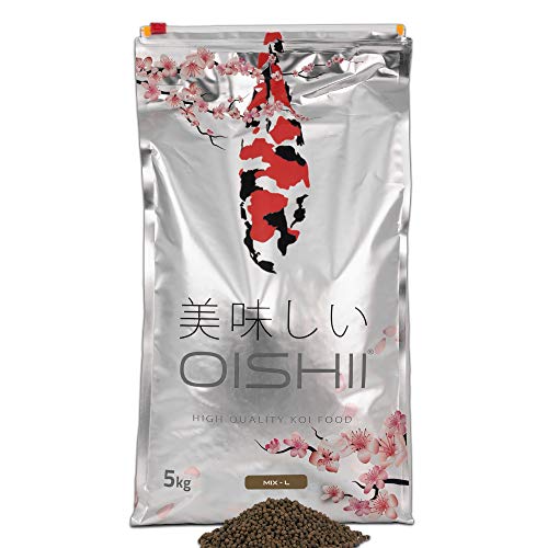 Oishii Koi Company Futtermix • 5kg Premium Koifutter 6mm teilweise sinkend • Für alle Jahreszeiten: Frühjahr, Sommerfutter, Herbstfutter, Winterfutter