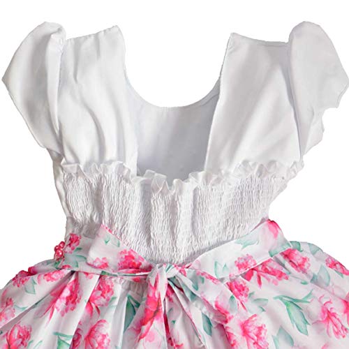 Vestido de Festa Infantil Luxo Floral Com Tiara P 5-6