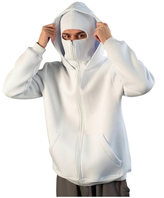 Image of Balaclava zipper Hoodie for men 350 GSM Heavyweight Ninja Hoodies for men