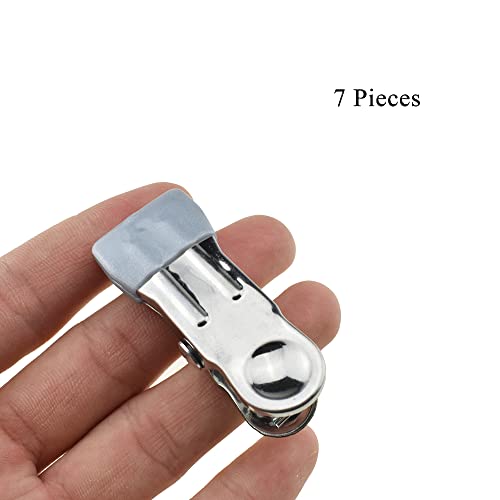 Image of Hahiyo Stainless Steel Clothespins Sock Clip Laundry 2.2inch Length with Spring Strong Grip Windproof Easy Pinch Hang Handy Save Space Not Damage Leave Pinch Mark for Clothesline Towel Silver 7PCS