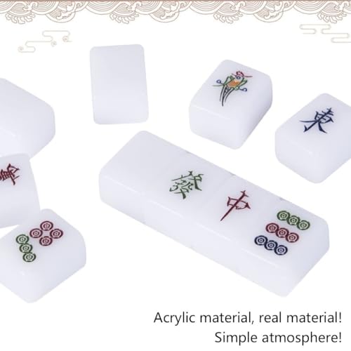 Set chino de Mahjong con 144 fichas acrílicas miniatura 6