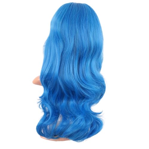 Image of MapofBeauty 24 Inch Long Wavy Side Bangs Anime Cosplay Wig,Mixed Light Blue | 60 cm Synthetic Fiber Wig, Women, Charming, Party