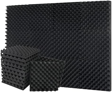 12 Pack-12x12x1.18 Inches Black Egg-crate Acoustic Foam Panels,Studio Foam Panels Meant for Echo Absorption, Acoustic Panels for Home Office, Sound Absorbing Panels(12x12x1.18 Inches, Black)