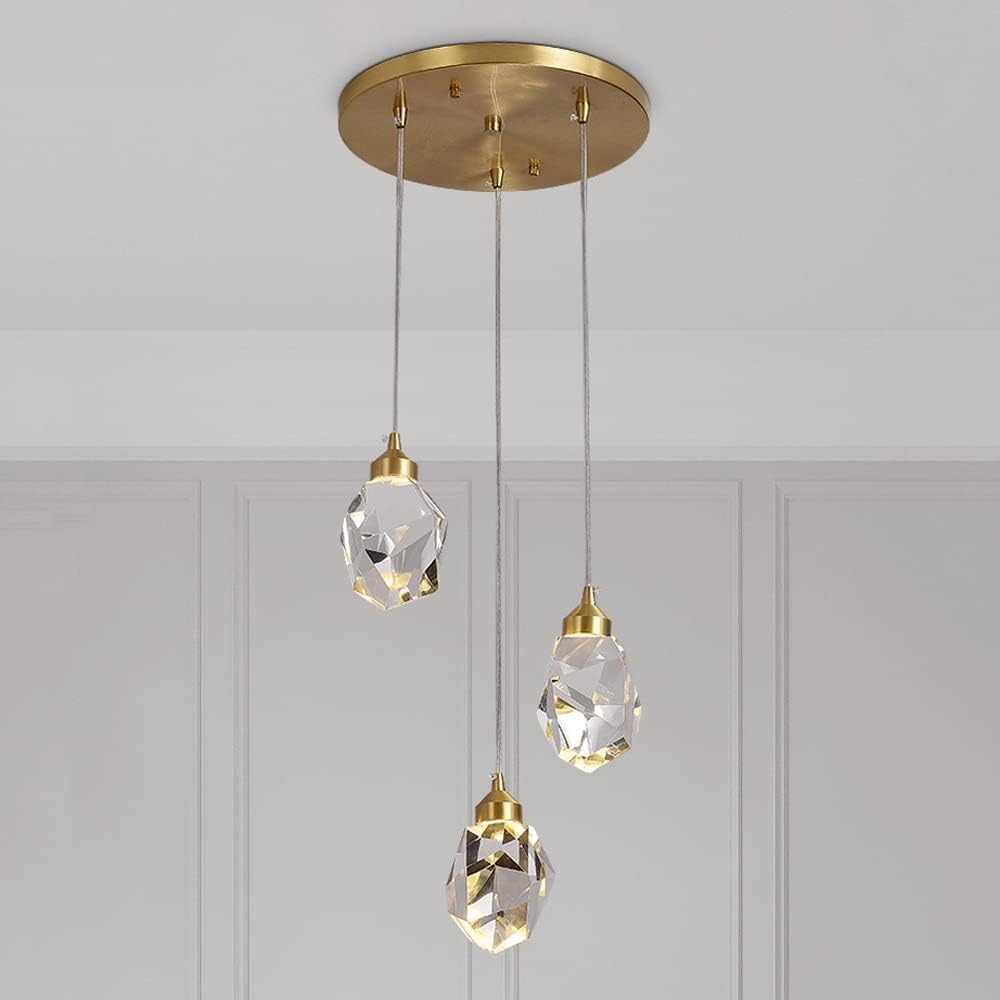 SYAXVOM LED Modern Crystal Chandeliers Luxury Pendant Light Compatible with Staircase Bedroom Living Room Ceiling Lamp Copper Lighting Fixtures,Chandelier