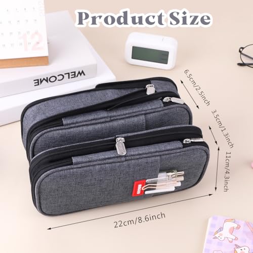 Image of iSuperb Foldable Pencil Case Zipper Big Capacity Aesthetic Canvas Pencil Pouch Compartments Stationery Organizers Pen Bag for Kids Girls Boys Teen Child Student School Supplies Makeup Bags