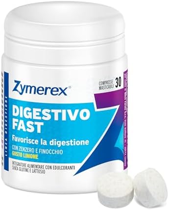 Zymerex FAST | 30 compresse | Digestivo Con Finocchio e Zenzero | Assumere dopo i pasti | Senza glutine e lattosio | Adatto a vegetariani e vegani (l'imballaggio può differire)