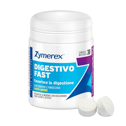 Zymerex FAST | 30 compresse | Digestivo Con Finocchio e Zenzero | Assumere dopo i pasti | Senza glutine e lattosio | Adatto a vegetariani e vegani (l'imballaggio può differire)