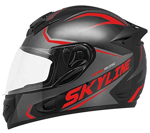 Capacete Moto MX2 Skyline Preto com vermelho Brilhante 62