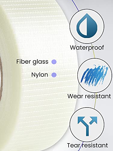 Lichamp Strapping Tape 2 Inches, 60 Yards Reinforced Packing Tape Wide Fiberglass Tape Filament Nylon Tape #TOP2