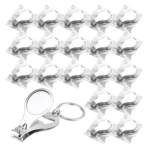 多機能ネイルクリッパー、ステンレススチール爪クリッパーセットバルク頑丈な3イン1メンズレディース足爪クリッパーキット厚いストレートネイルチップカッタートリマーボトルオープナーキーリング(100パック)