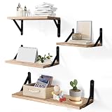 HUSEYTA 4 Repisas Flotantes,3 Diferentes Medidas (42x15.5, 36x15, 29x15) Madera Repisas Flotantes de Pared,Soportan 18 kg...