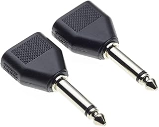 6.35 to 2x 3.5 Adapter, Pack of 2-1/4" Inch Male Plug to Two 1/8" Inch Female Sockets, Mono to Mono Connector, Jack Adaptor, Y Splitter