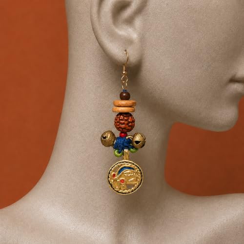 Image of Royal Queen & Empress Handcrafted Tribal Dhokra Earrings Collection for Women - Statement Ethnic Designs in Multiple Colours