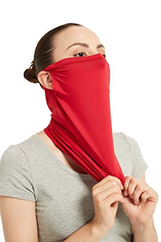 AWLE Red Bandana Face Mask with Ear Loops, Dust-proof Face Scarf Multifunctional Headwear Face Mask Headband Neck Gaiter Novelty Face Covering Bandana Mask Stretchy Face Bandana with Ear Strap 1 Pc