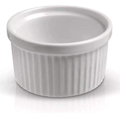Kit 4 Ramekin Cerâmica Branco 50ml Molheira Potinho