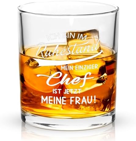 Whiskyglas Rente Geschenk 2025 - Personalisiertes Kristallglas 300ml Für Rentner Abschied