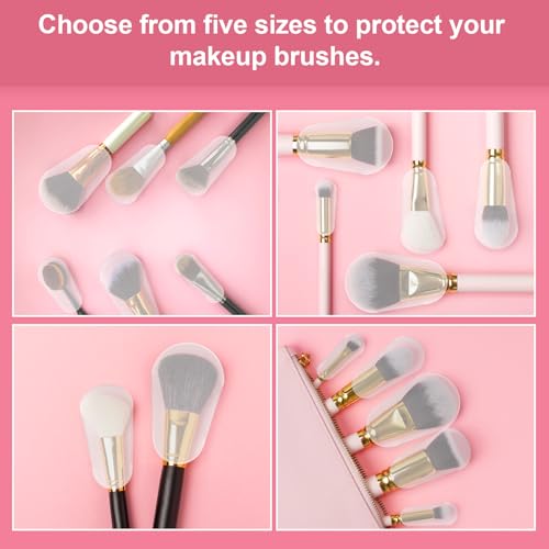 Tinoaly 20 Stück Pinselhüllen Makeup, 5 Größen Transparent Schutzhüllen für Make-up-Pinsel Hüllen Staubdicht Wasserdicht Schutzkappen Kosmetikpinsel für Reisen und die Tägliche Aufbewahrung