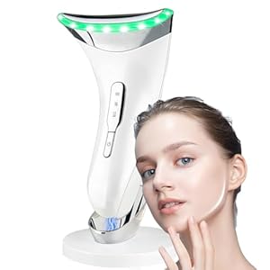 Face Massager, Anti-Wrinkle Face Device with 3 Modes & 45°C Heat, Electric Neck Lifting Massager for Skin Tightening, EMS Massage Facial Toning Firming for Women, Anti-Aging (White)