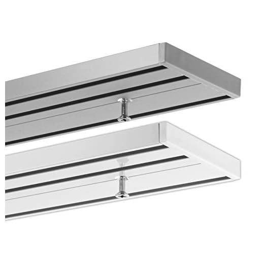 Gardineum 180 cm Gardinenschiene, alle Längen bis 4,00 m mögich, Vorhangschiene Aluminium, 3-läufig Objetkschiene - vorgebohrt! weiß, glatte glänzende Oberfläche