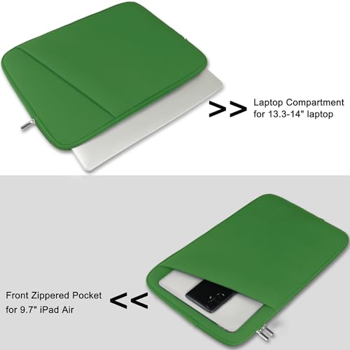 Image of 14 inch Laptop Sleeve, Shockproof Protective Computer Cover, Durable Carrying Bag Laptop Case Compatible with 14 inch MacBook Air /Pro HP Asus Lenovo Notebook, Dark Green