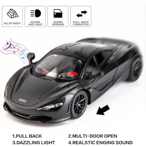 Image of Mc-Laren 1:32 Model Car with Box, Zinc Alloy Pull Back Toy car with Sound and Light for Kids Boy Girl Gift [Colors as Per Stock]