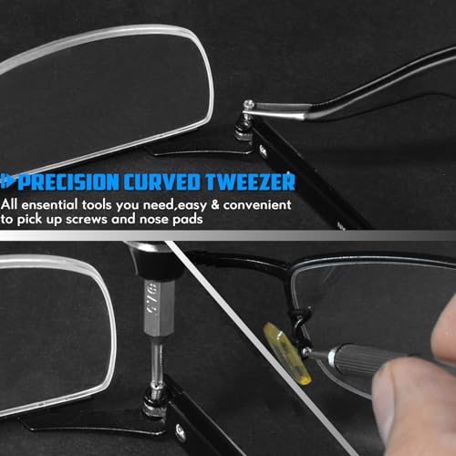 Eyeglass Sunglass Repair Kit,MINGFIX Magnetic Eye Glasses Repairing Tool Kit with Assorted Screws,Nose Pads,Small Screwdriver Bit Set & Tweezer with Mini Travel Case for Glasses,Sunglasses and Others - Image 6