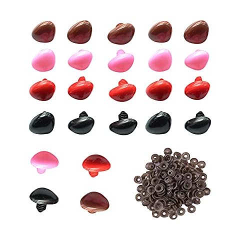 Dtaeye Sicherheitsnasen 100 Stück Nasen für Häkeltiere 15x20 mm Teddybärnase Kunststoff Sicherheitsnasen Kunststoff Dreieck Nase DIY Plastik Nasen Cover