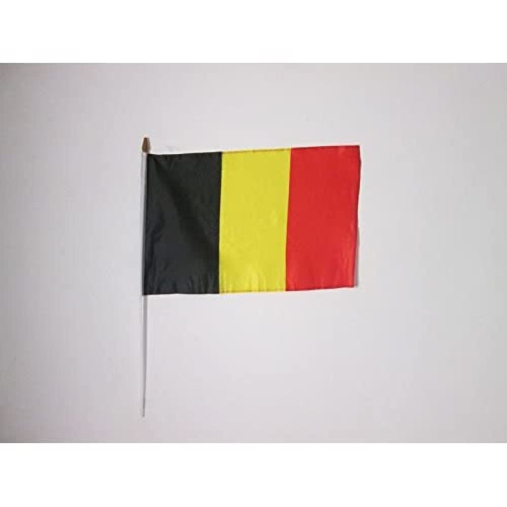 AZ FLAG BELGIUM FLAG 12'' x 18'' white stick - BELGIAN FLAGS 30 x 45 cm - BANNER 2x3 in with stick