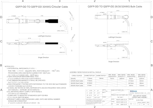 Image of 10Gtek 400GBASE QSFP-DD to QSFP-DD Passive Direct Attach Copper Twinax Cable, for Cisco QDD-400-CU2.5M, 2.5-Meter(8.2ft)