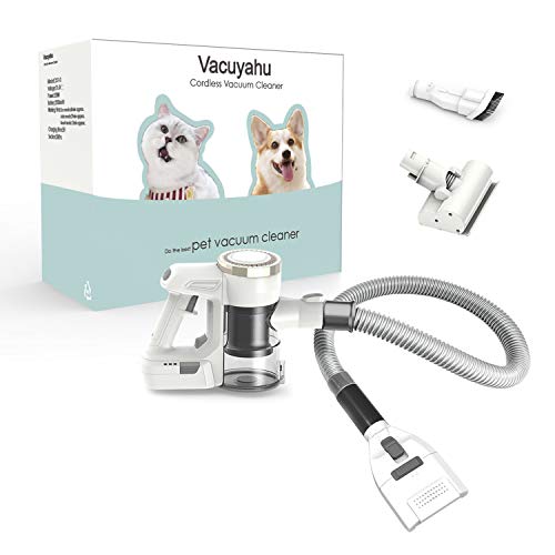 Vacuyahu 3 in 1 Multipurpose Cordless Pet Grooming Vacuum with Patent Dog/Cat Grooming Brush(Comb and Clean PetsHair)-Unique Pet Hair Remover Vacuum,Handheld Vacuum for Home and Car Cleaning