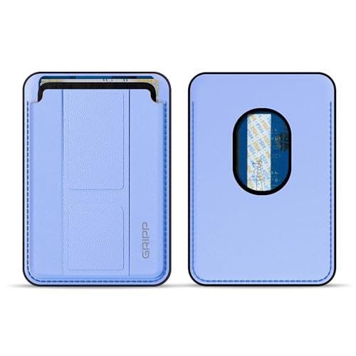 Image of GRIPP Mag Pocket Stand Wallet Card Holder Compatible with Mag-Safe for iPhone 17 /16 /15 /14 /13 /12 Series & All Mag-Safe Phone Cases, Built-in Stand, Strong Magnetic Alignment - Light Blue