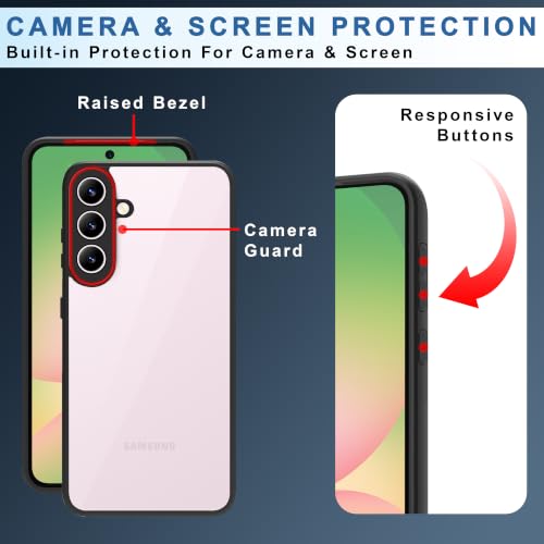 Image of CEDO Backcover for Samsung Galaxy A57 (5G) | Camera Protection Bump Shockproof Edge | Ultra Hybrid Transparent Acrylic Clear TPU+PC Hard Backcase Cover (Black)