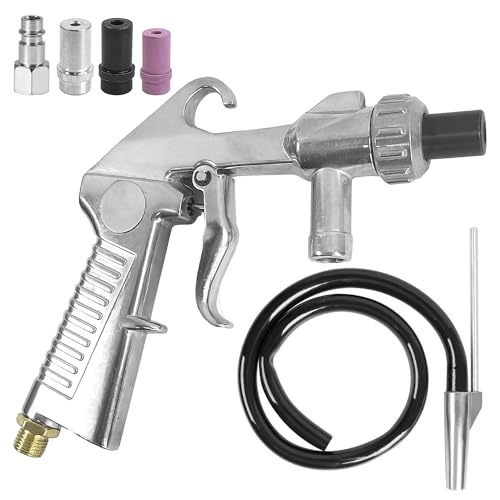 6 Piezas Pistola Chorro de Arena Kit, Chorreadora de Arena con Boquillas, Tubo de Succión de Arena...