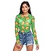 Food Taco Green See Through Tops for Women Mesh Sheer Tops Long Sleeve Women Blouse Zipper Handle Swimming Pool Camping Beach Size S