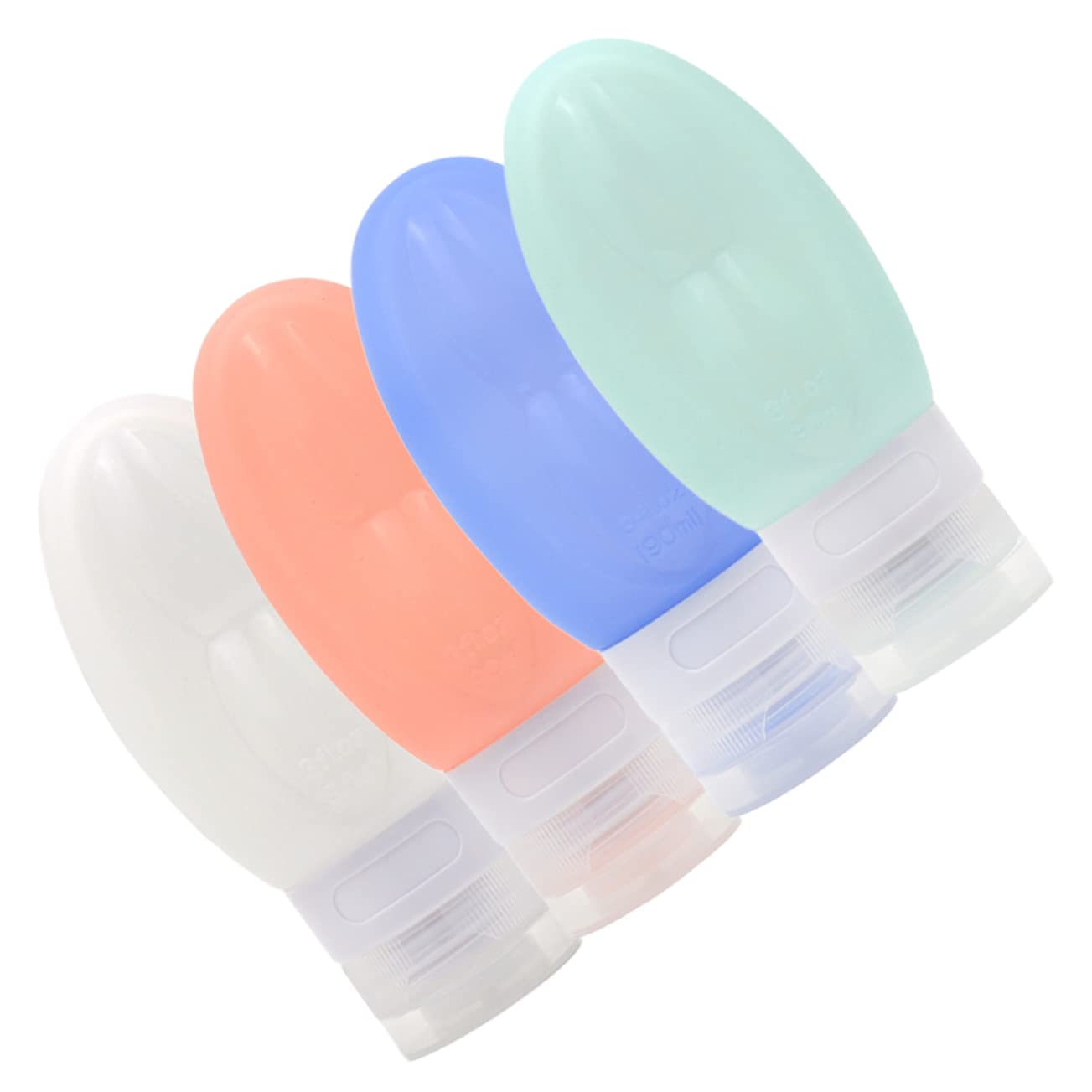 2 Set Bottiglie Viaggio Silicone Contenitori Squeezabili E Impermeabili Per Shampoo E Lozioni Per Cosmetici E Toiletries Viaggio Rosa Bianco 4 Pezzi*2