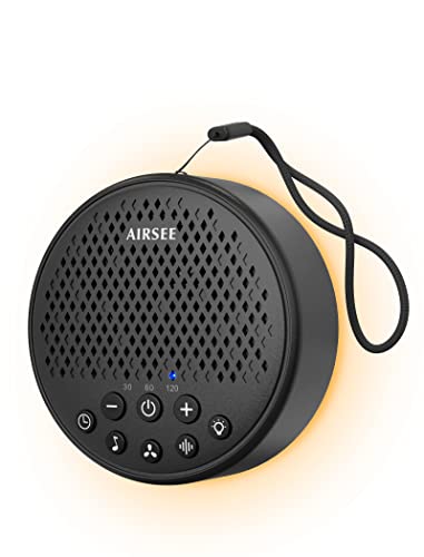 Airsee White Noise Machine For Baby Kids Adults, Portable 34 Soothing Sound Machine With Night Light, Rechargeable Compact Noise Machine For Home Office Travel Nursery Gift #TOP24