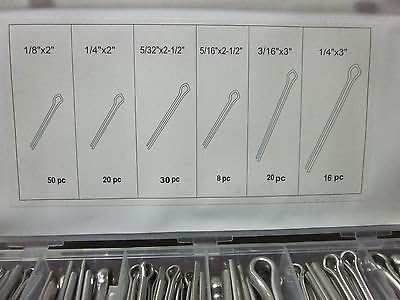 144pc G INDUSTRIAL TOOL STAINLESS STEEL LARGE COTTER PIN ASSORTMENT KIT SSLCP144