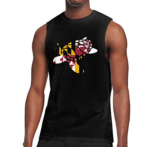 Men's Maryland Flag Sea Turtle Sleeveless T-Shirt Top Cotton Gym Bodybuilding Tank Tops Black