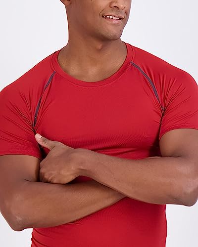 Real Essentials 4 Pack: Men's Short Sleeve Compression T-Shirt Base Layer Undershirt Athletic Top (Available in Big & Tall)