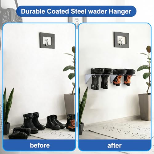 Image of Zonon Wader Hangers Durable Coated Steel Boot Rack Wall Mounted Boot Holder Organizer for Drying Storing Hunting Chest Waders Outdoor Gear Cowboy Shoes Storage Garage Entryway
