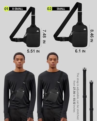 Image of Peicees Mini Crossbody Sling Bag Dual Pocket Water Resistant Running Phone Holder Chest Shoulder Bag for Men Women Travel Gym