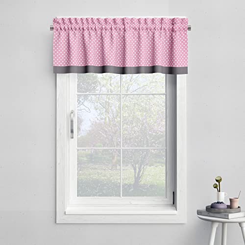 Bacati - Rod Pocket Window Valance Pin Dots Pink/Grey