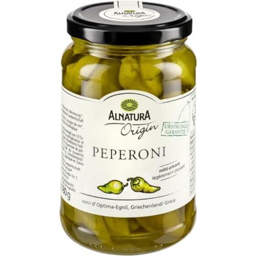 Alnatura Mild-pikante grüne Peperoni, in Lake eingelegt 350 gramm