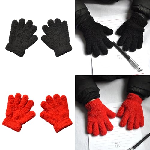 1pair Winter Children Fleece Gloves Kids Windproof Full Finger Gloves With Elastic Cuffs Skiing Cycling Mitten2