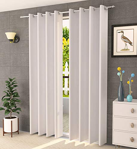 Image of LaVichitra 2 Piece Premium Suede Curtains - Thermal Insulated, 3 Layered, 100% Opaque Long Door Curtain, 75% Light Blocking - 8 ft, Cream