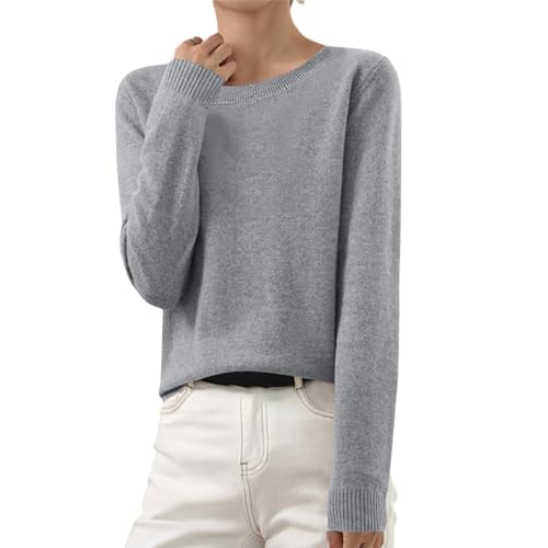OIOLOYJM Fall Cashmere Sweaters for Women 2025 Crewneck Long Sleeve Tops Knitted Pullovers Lightweight Merino Wool Sweater